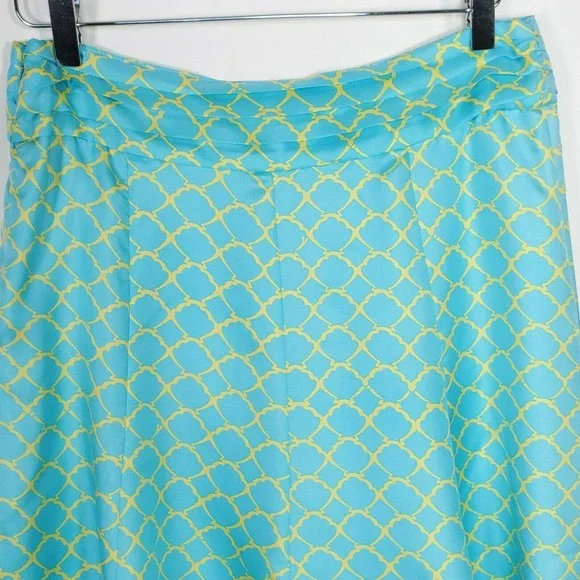 Lily Pulitzer Adeline Silk Skirt 6 Crystal Blue Pin Tuck Waist A-Line - Picture 2 of 12